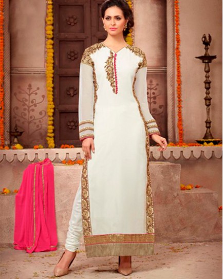 Designer Georgette Suit With Embroidery Work Salwar