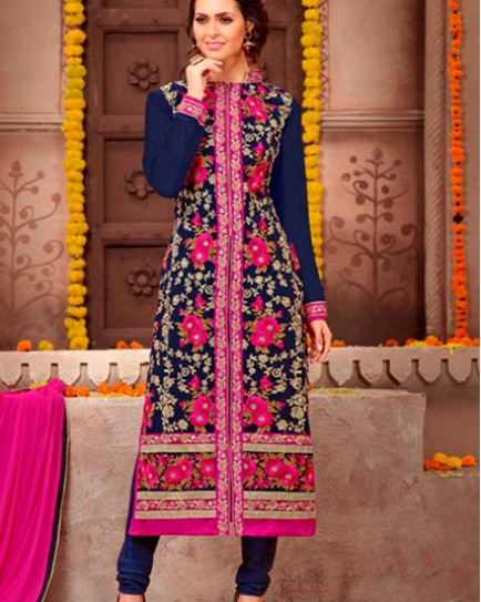 Designer Georgette Suit With Embroidery Fancy Sleeves