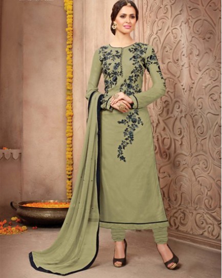 Designer Georgette Smoke With Heavy Embroidery Salwar