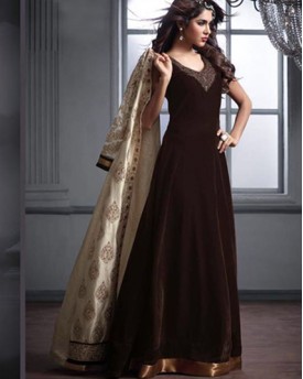 Amazing Designer Brown Gown And Anarkali