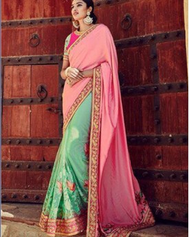 Amazing Designer Silk Saree With Net Skirt