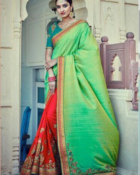Amazing Designer Silk Saree With Taffy Silk Skirt
