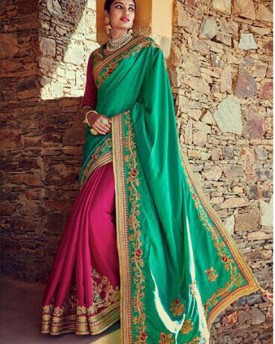 Amazing Designer Silk Saree With Tussar Silk Skirt