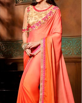 Designer Saree with Inner Attached Net Blouse