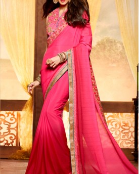 Amazing Pink Saree Silk Blouse