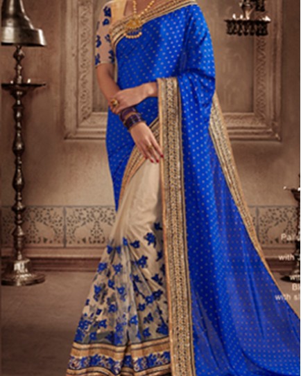 Amazing Rich Blue Color Jacquard Saree