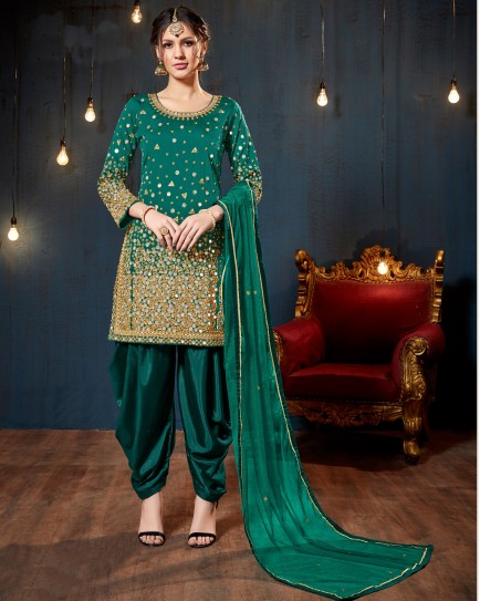Green Mirror Work Salwar Suit