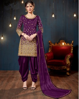 Purple Mirror Work Salwar Suit