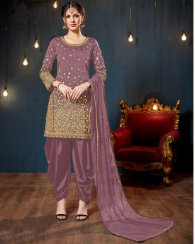 Lavender Mirror Work Salwar Suit